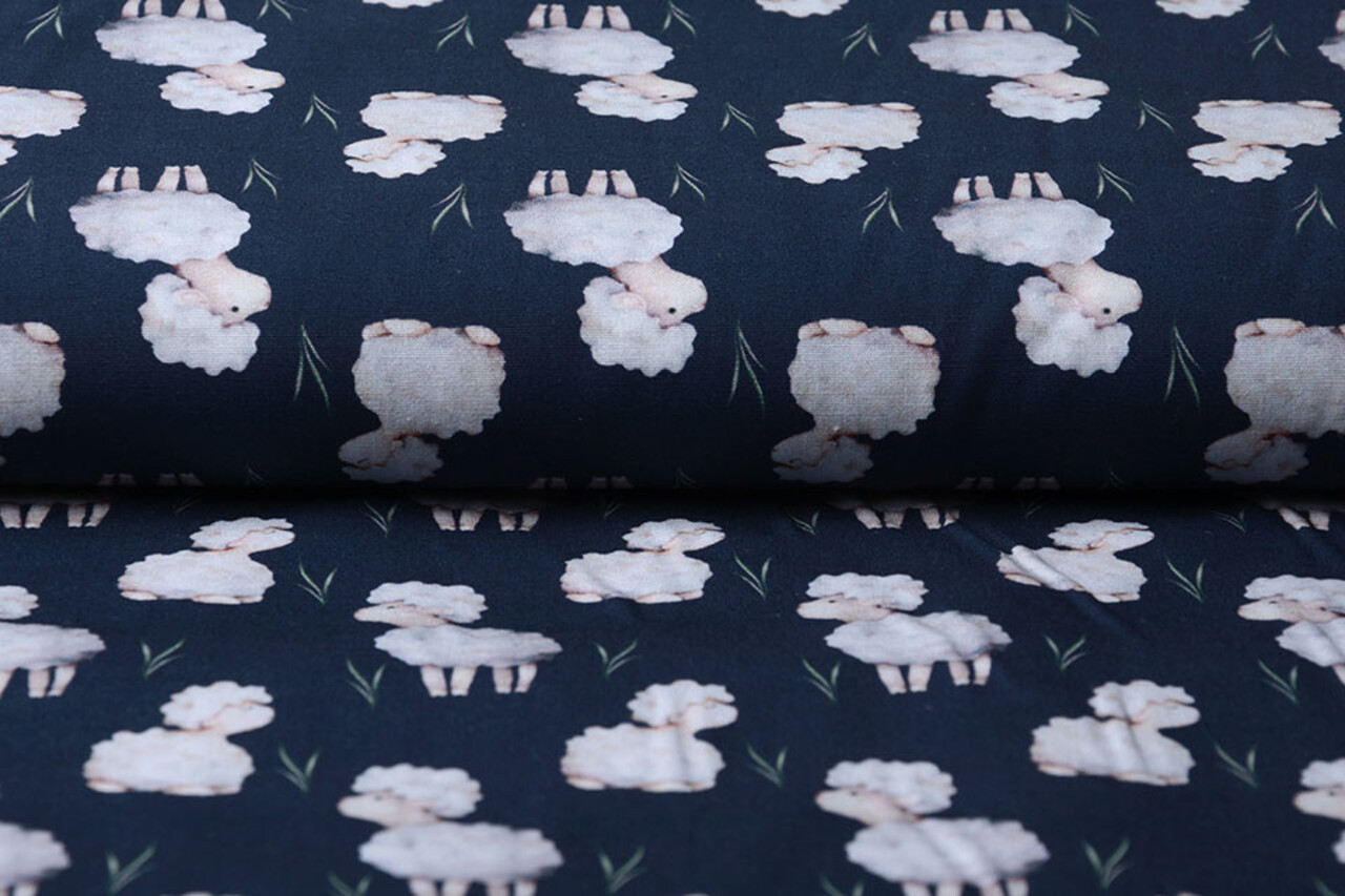 100% Digital Cotton Sheep Navy Blue