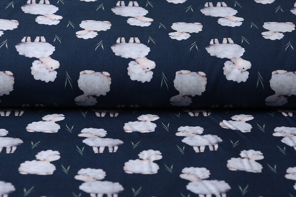 100% Digital Cotton Sheep Navy Blue