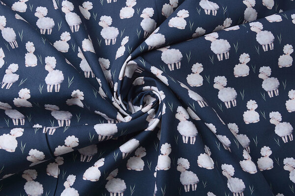 100% Digital Cotton Sheep Navy Blue