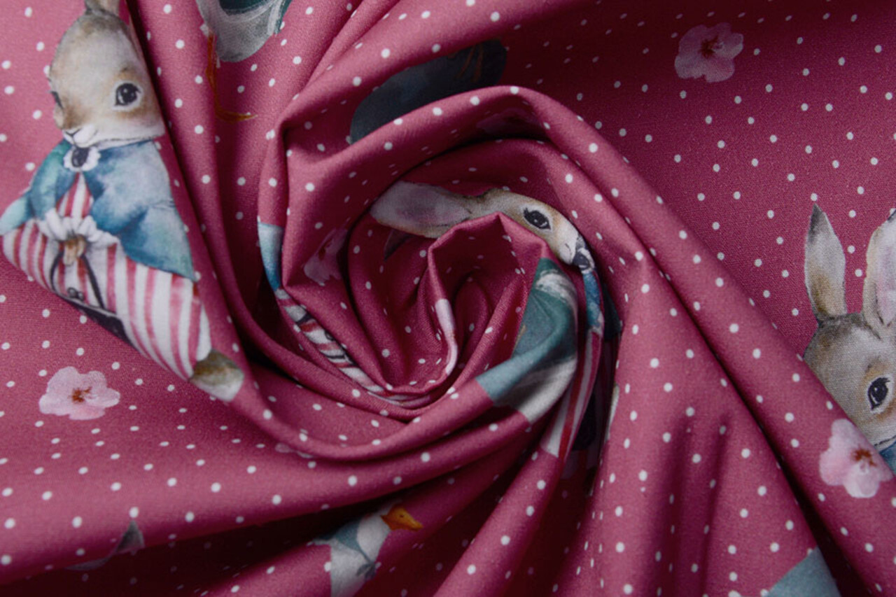 100% Digital Cotton Rabbit Goose Red