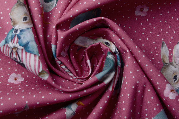 100% Digital Baumwolle Kaninchen Gans Rot