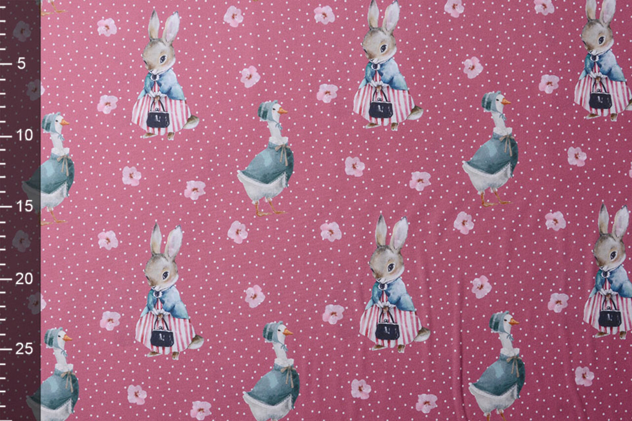 100% Digital Cotton Rabbit Goose Red
