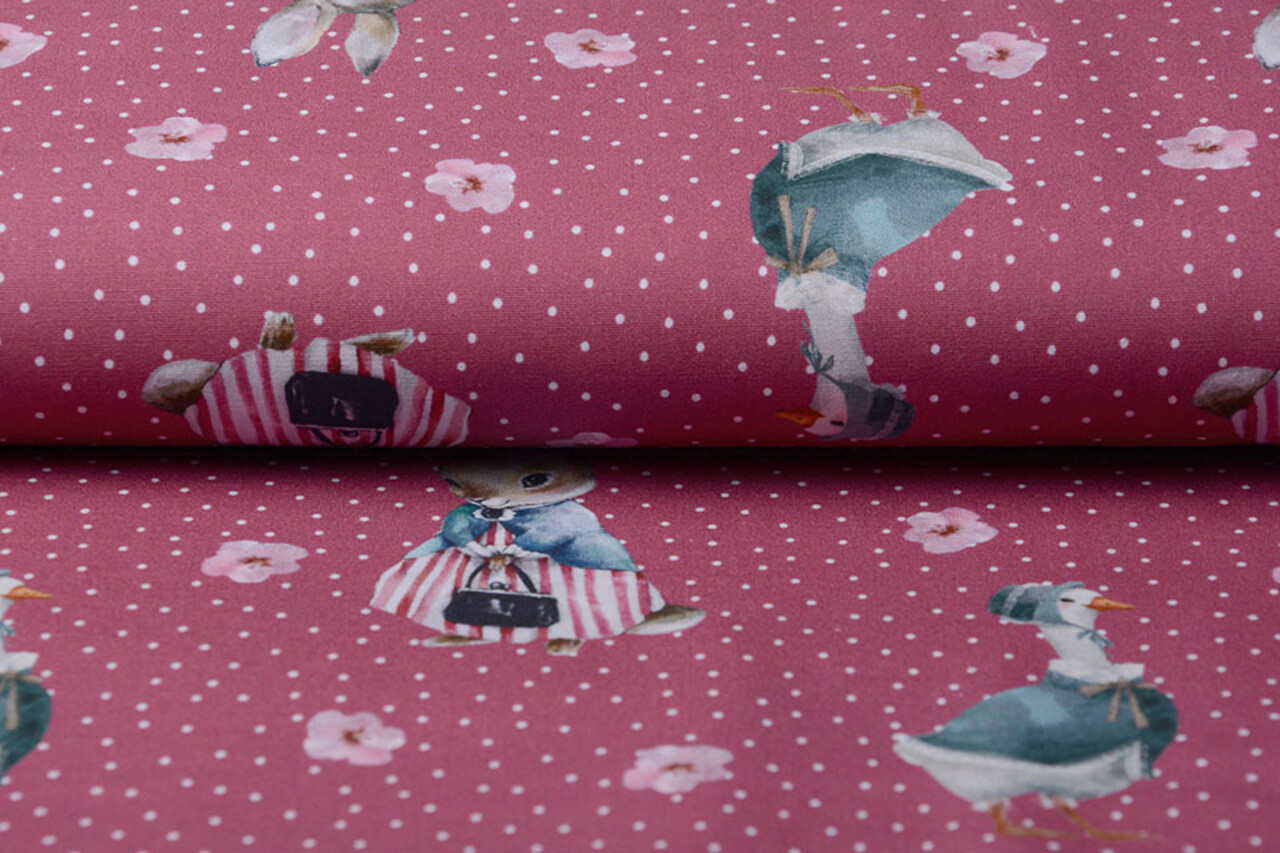 100% Digital Cotton Rabbit Goose Red