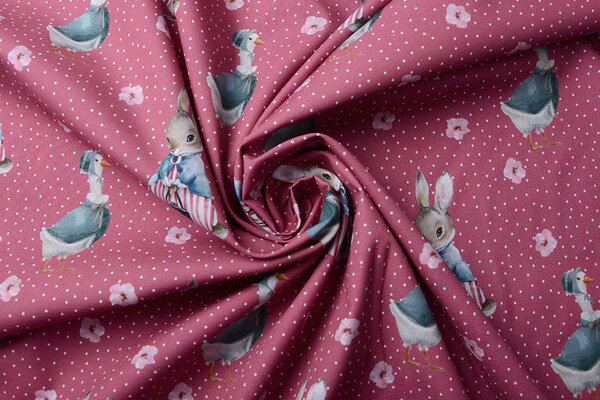 100% Digital Cotton Rabbit Goose Red