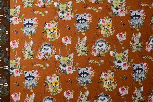 100% Digital Algodón Bosdieren Flores Ladrillo 100% Digital Algodón Bosdieren Flores Ladrillo