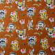 100% Digital Cotton  Forest animals Flowers Brique