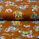 100% Digital Cotton  Forest animals Flowers Brique