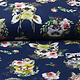 100% Digital Cotton  Forest animals Flowers Navy