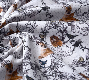 100% Digital Cotton  Forest animals Deer And Owl 100% Digital Cotton  Forest animals Deer And Owl