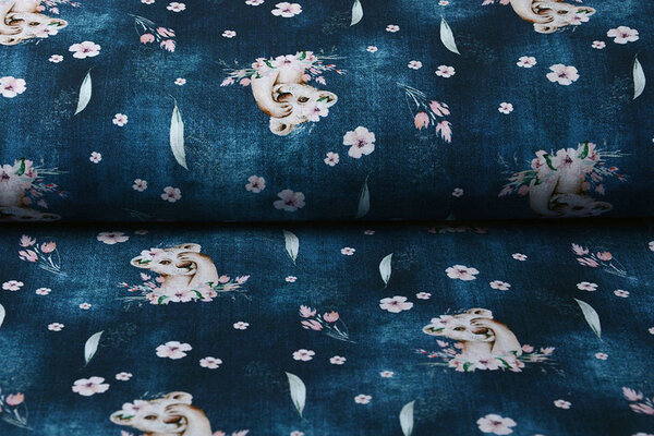 100% Digital Cotton Lion Cub Blue