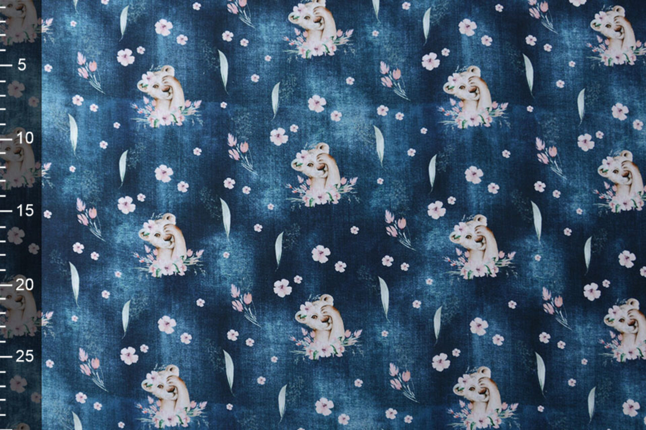 100% Digital Cotton Lion Cub Blue