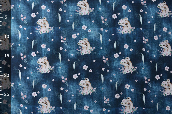 100% Digital Cotton Lion Cub Blue