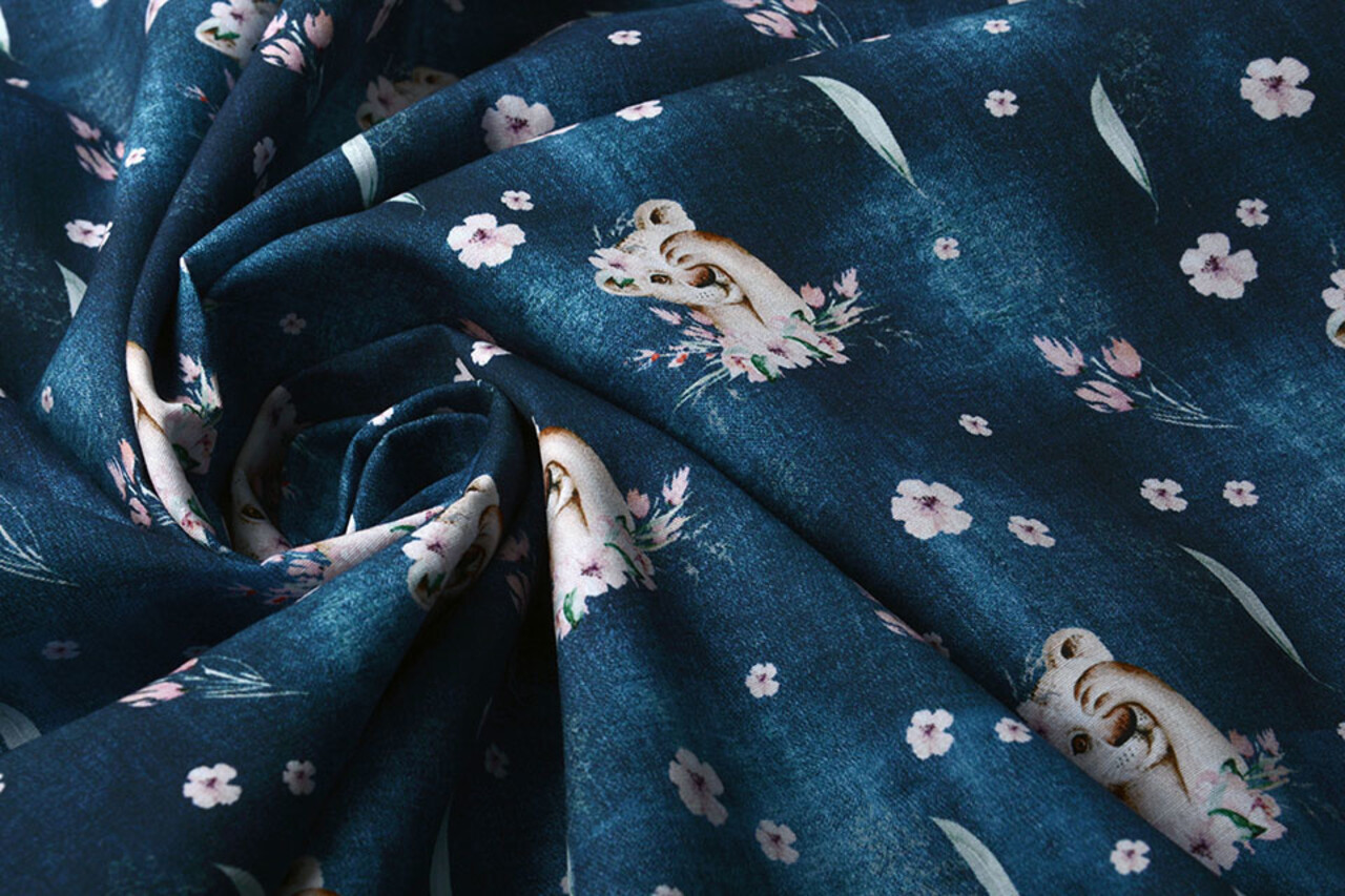 100% Digital Cotton Lion Cub Blue