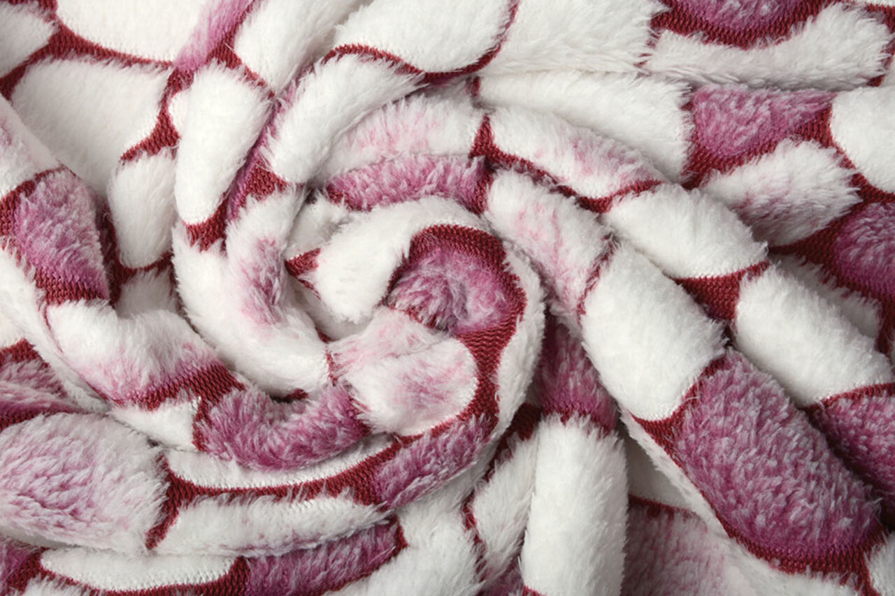 Coral Fleece Flagstones Wine Red