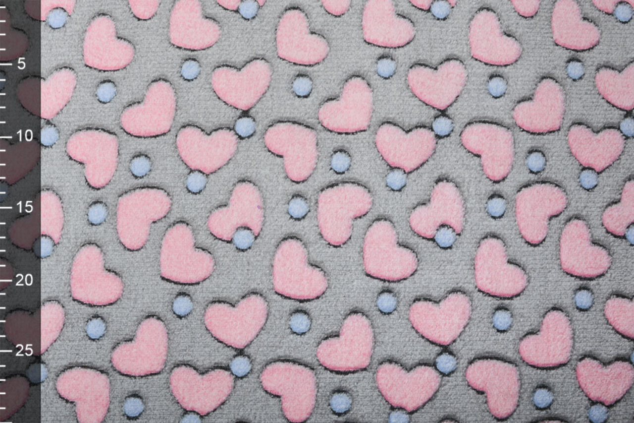 Coral Fleece Roze Hartjes Grijs Coral Fleece Roze Hartjes Grijs