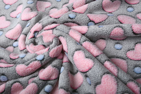 Pile Corallo Rosa Cuoricini Grigio Pile Corallo Rosa Cuoricini Grigio