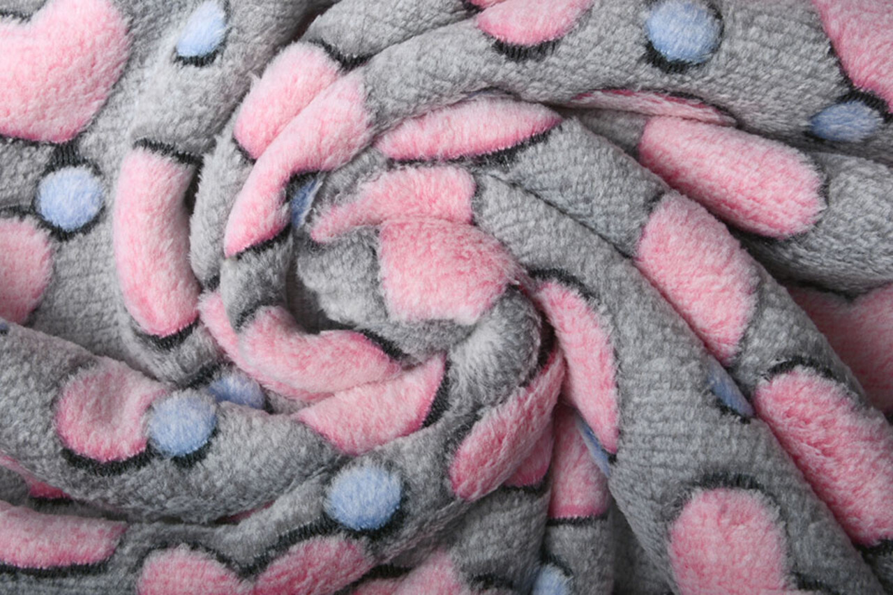 Coral Fleece Roze Hartjes Grijs Coral Fleece Roze Hartjes Grijs