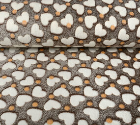 Coral Fleece Creme Hartjes Bruin Coral Fleece Creme Hartjes Bruin