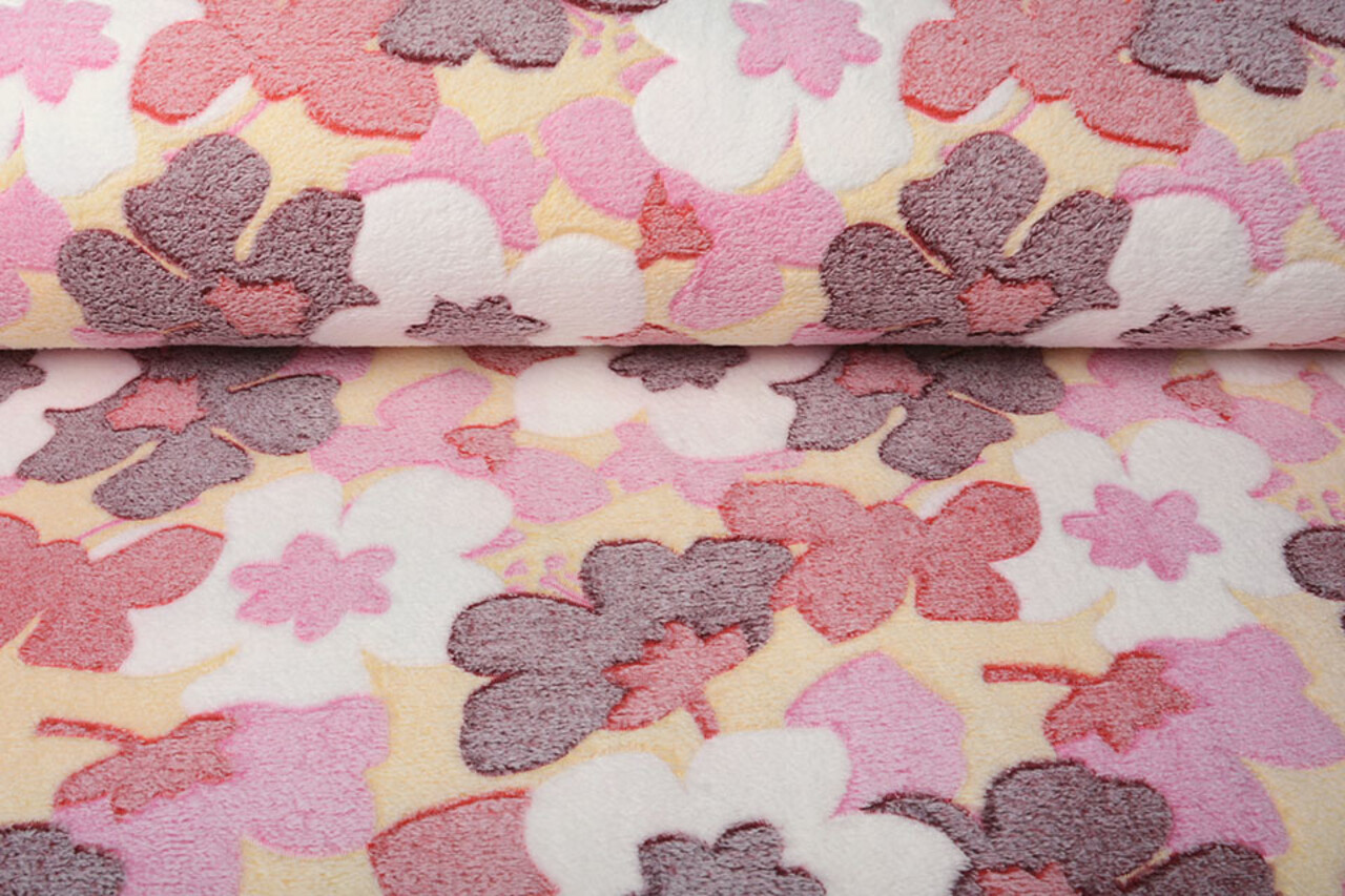 Coral Fleece Big Flowers Red