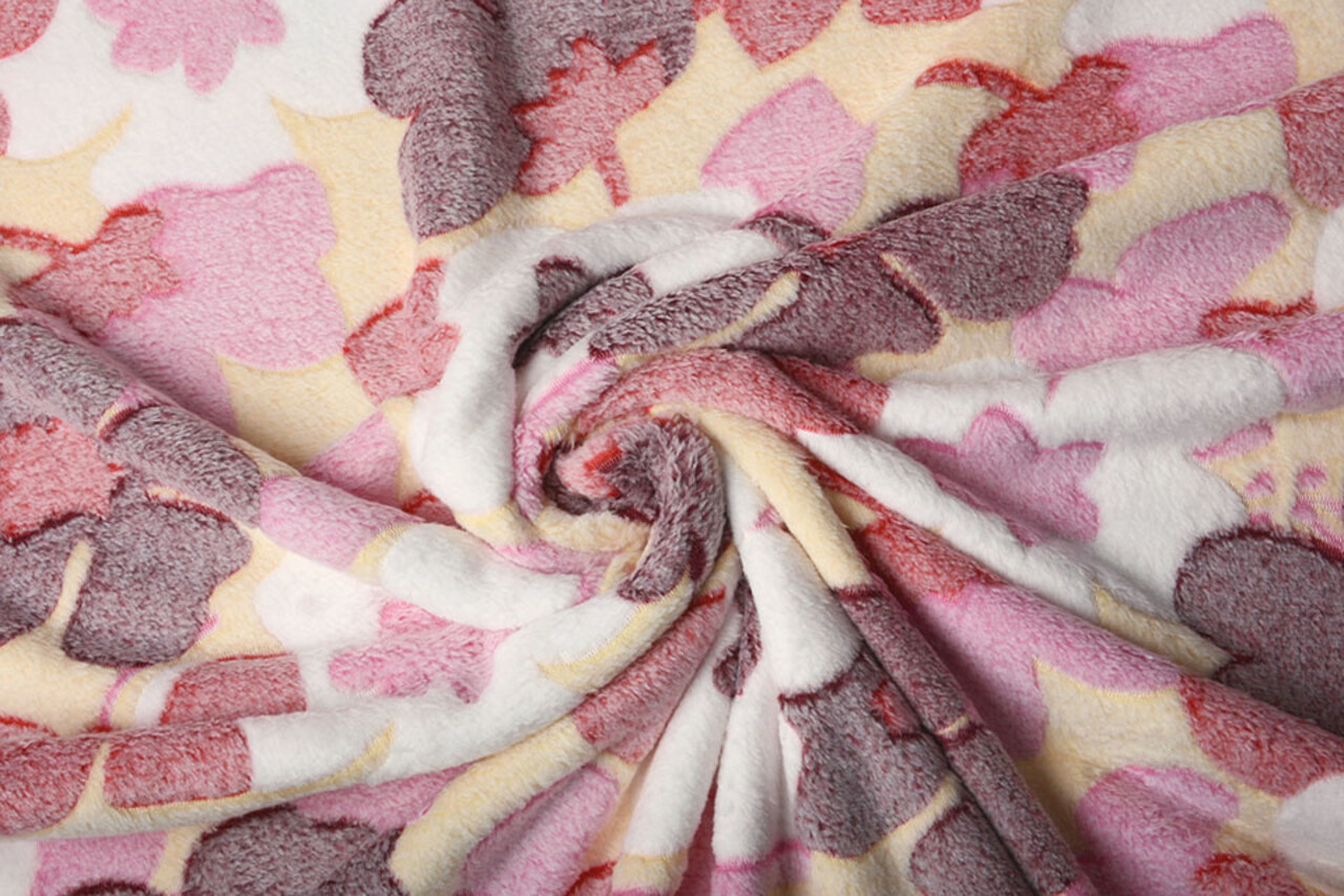 Coral Fleece Big Flowers Red