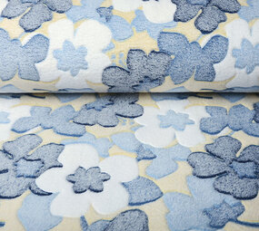 Coral Fleece Große Blumen Blau