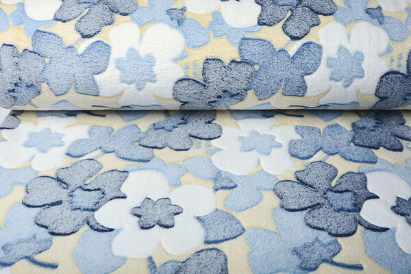 Coral Fleece Big Flowers Blue Coral Fleece Big Flowers Blue