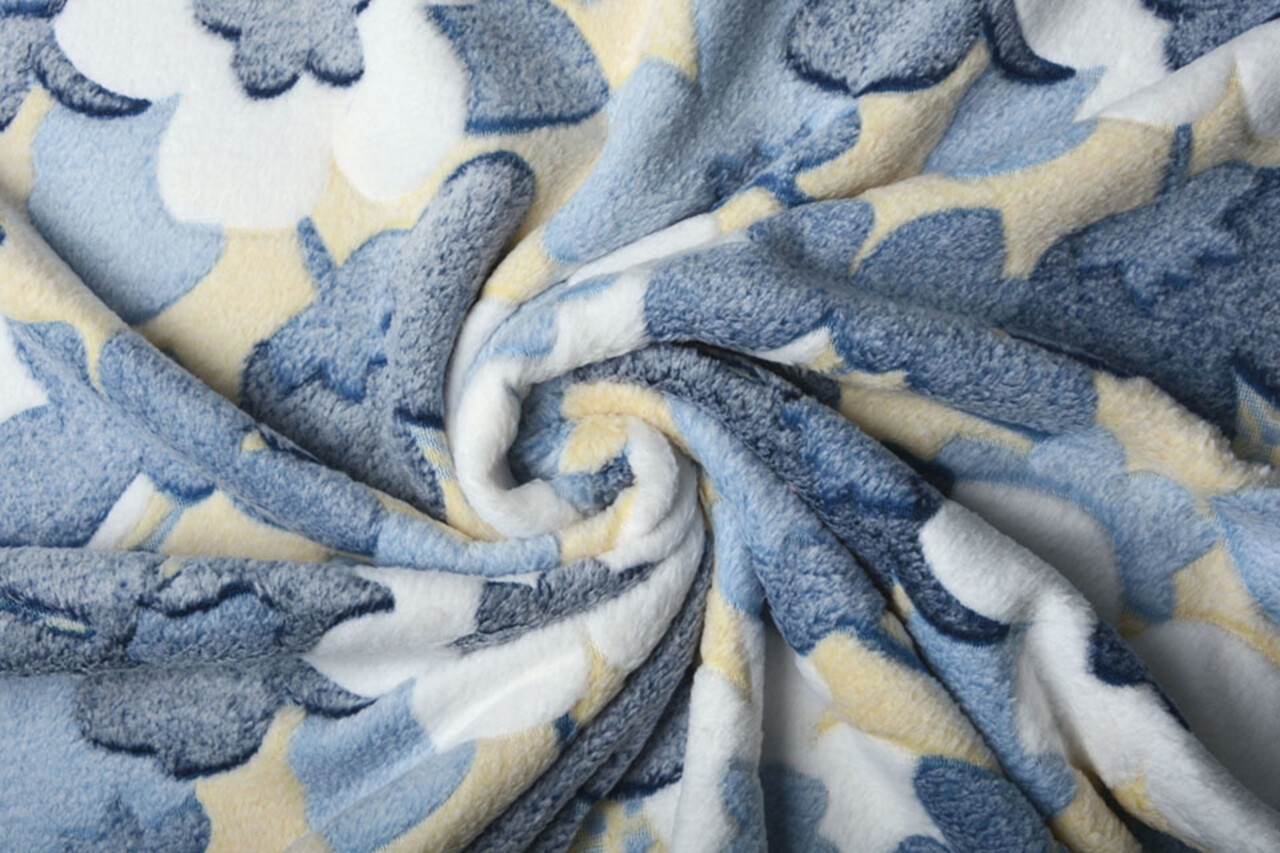 Coral Fleece Big Flowers Blue Coral Fleece Big Flowers Blue