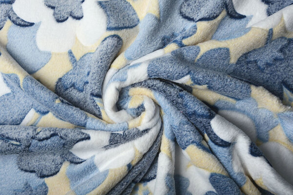 Coral Fleece Große Blumen Blau