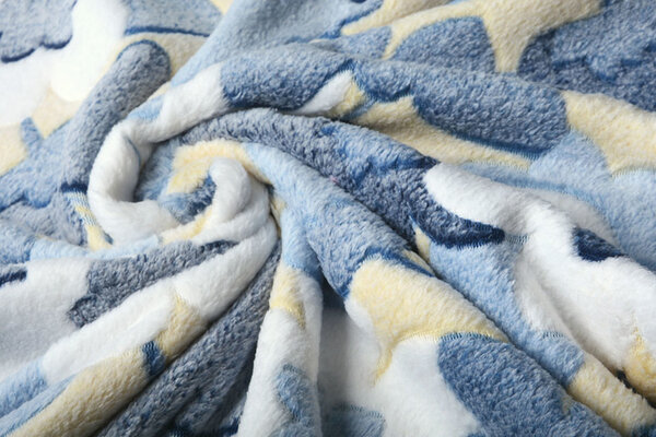 Coral Fleece Große Blumen Blau