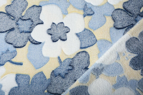 Coral Fleece Große Blumen Blau