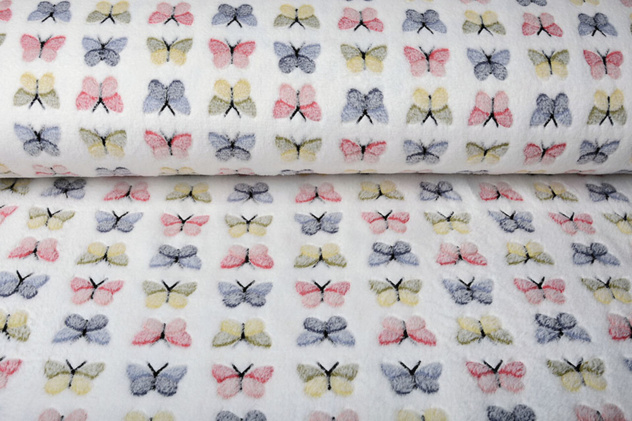 Coral Fleece Butterflies White