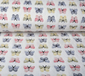 Coral Fleece Butterflies White
