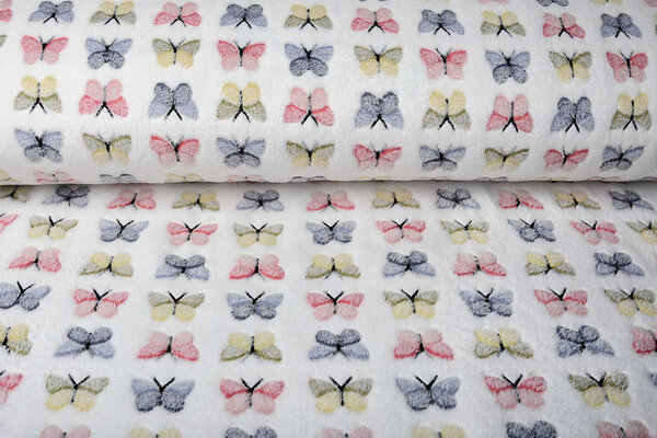 Coral Fleece Butterflies White