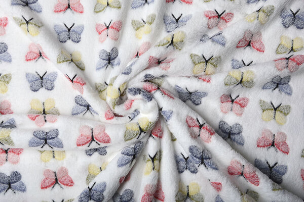 Coral Fleece Butterflies White