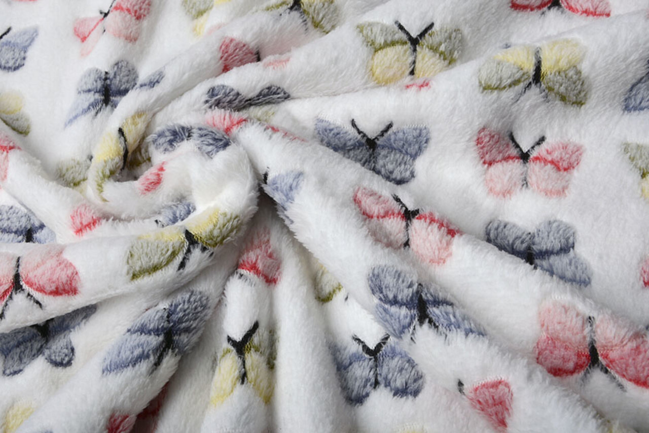 Coral Fleece Schmetterlinge Weiß Coral Fleece Schmetterlinge Weiß