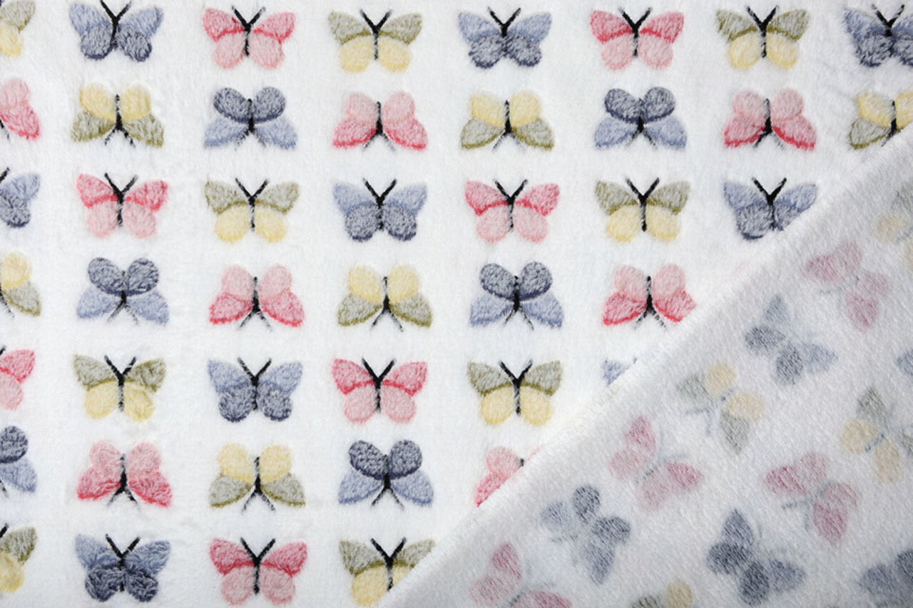 Coral Fleece Butterflies White