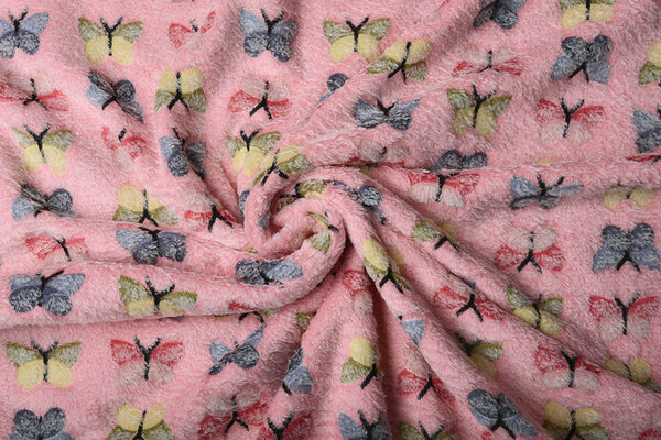 Coral Fleece Butterflies Pink