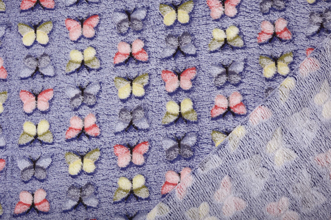 Pile Corallo Farfalle Blu Cobalto Pile Corallo Farfalle Blu Cobalto