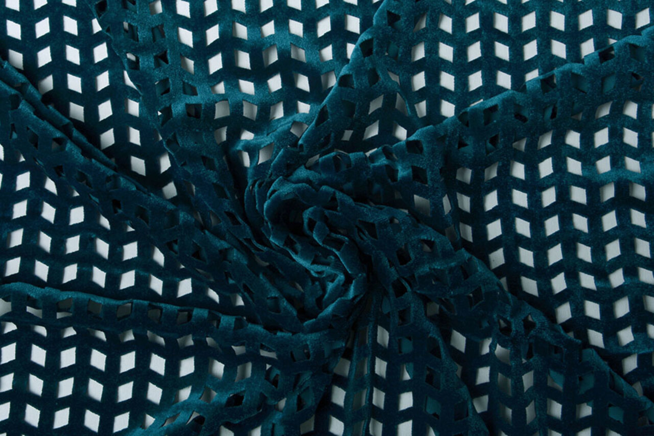 Samt Mesh Karo Petrol