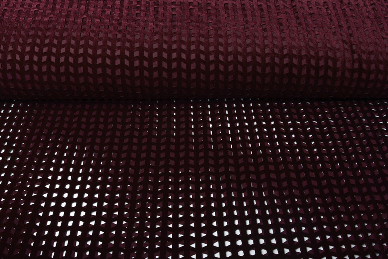 Velours Mazen Carreaux Bordeaux Velours Mazen Carreaux Bordeaux