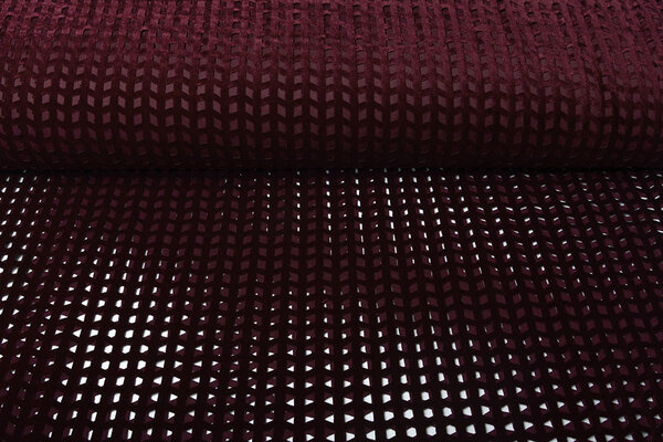 Velours Mazen Carreaux Bordeaux Velours Mazen Carreaux Bordeaux