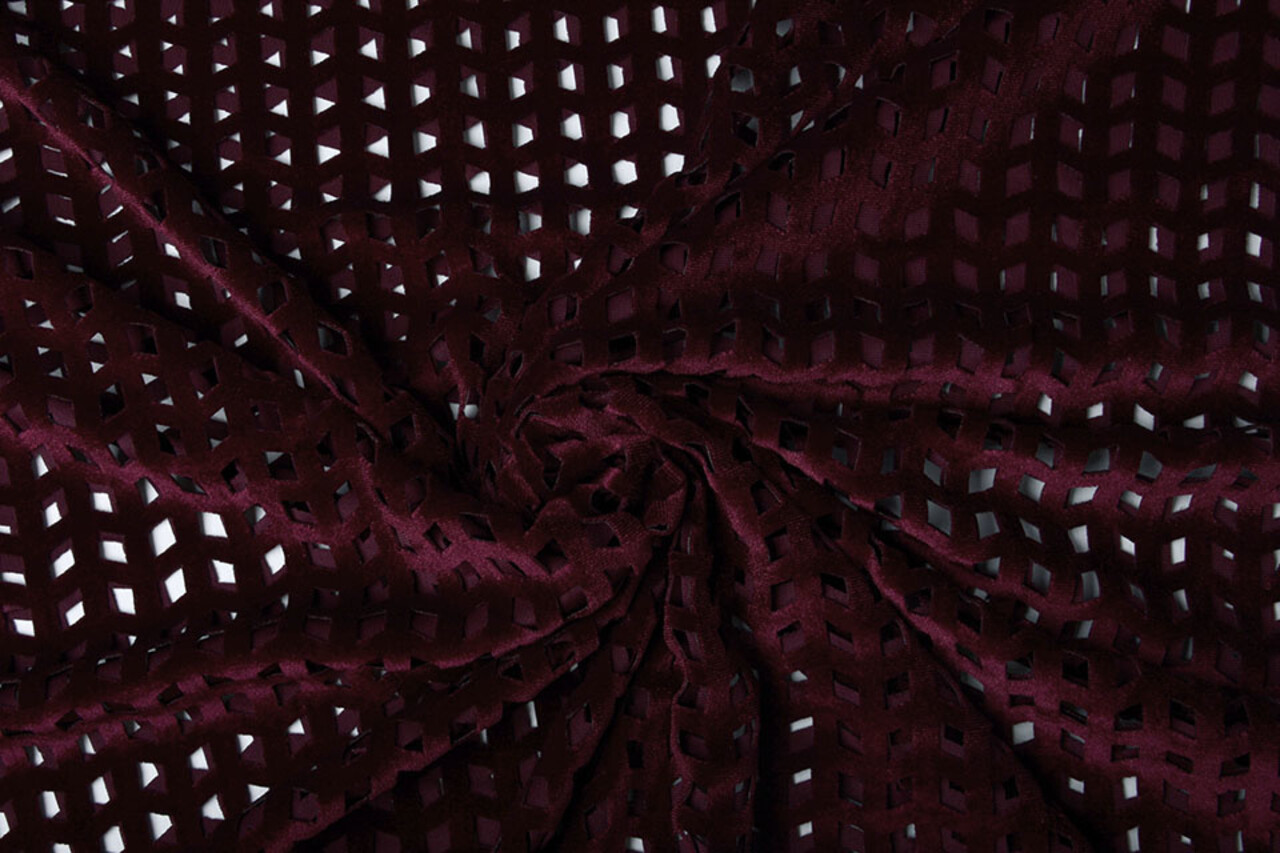 Velours Mazen Carreaux Bordeaux Velours Mazen Carreaux Bordeaux