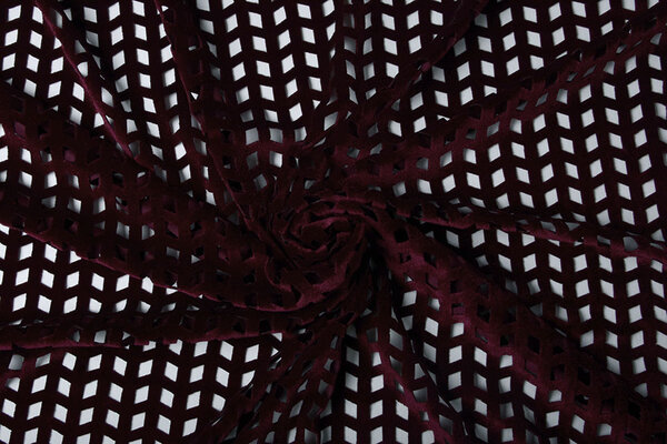 Samt Mesh Karo Bordeaux Samt Mesh Karo Bordeaux