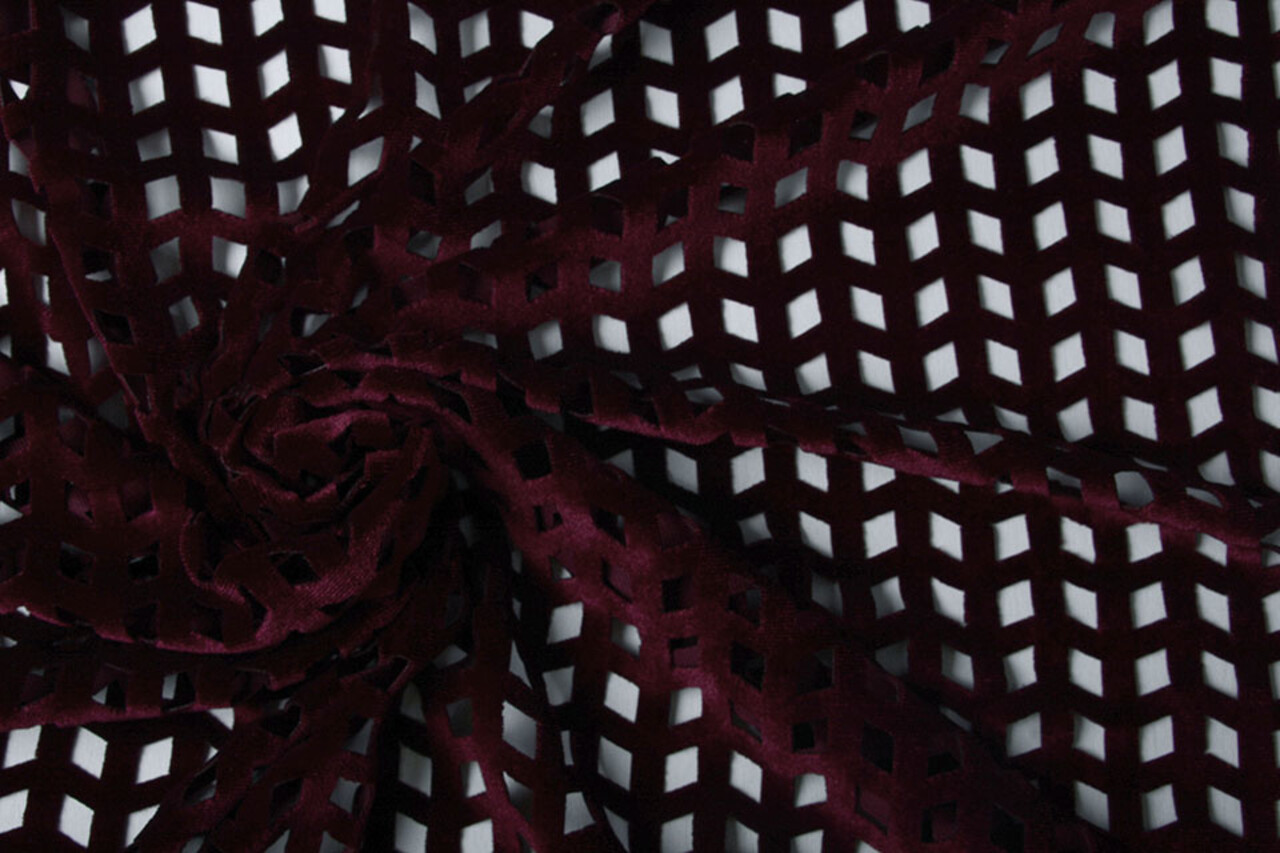 Velours Mazen Carreaux Bordeaux Velours Mazen Carreaux Bordeaux