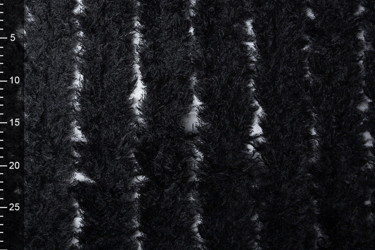 Fine Tulle 3D Righe Nero