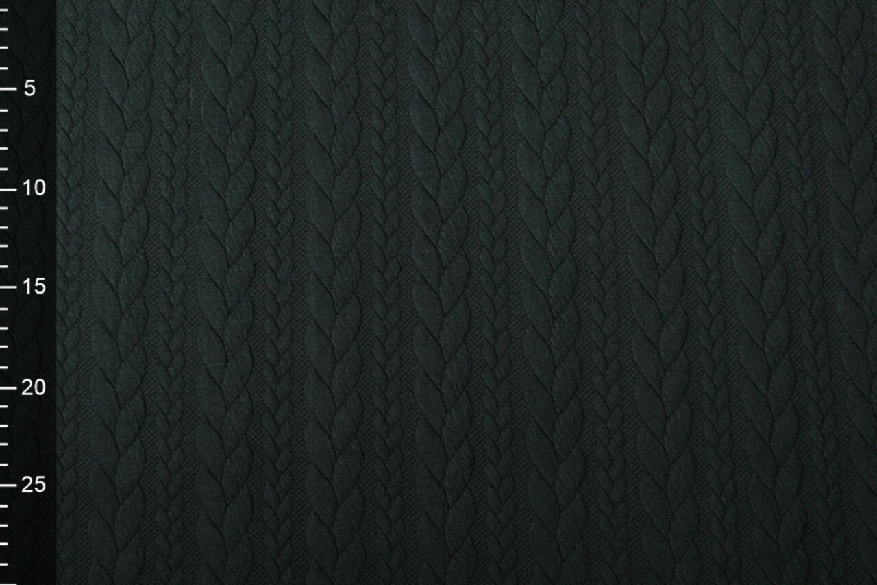 Strickstoff Zopfmuster Jersey Dunkelgrün