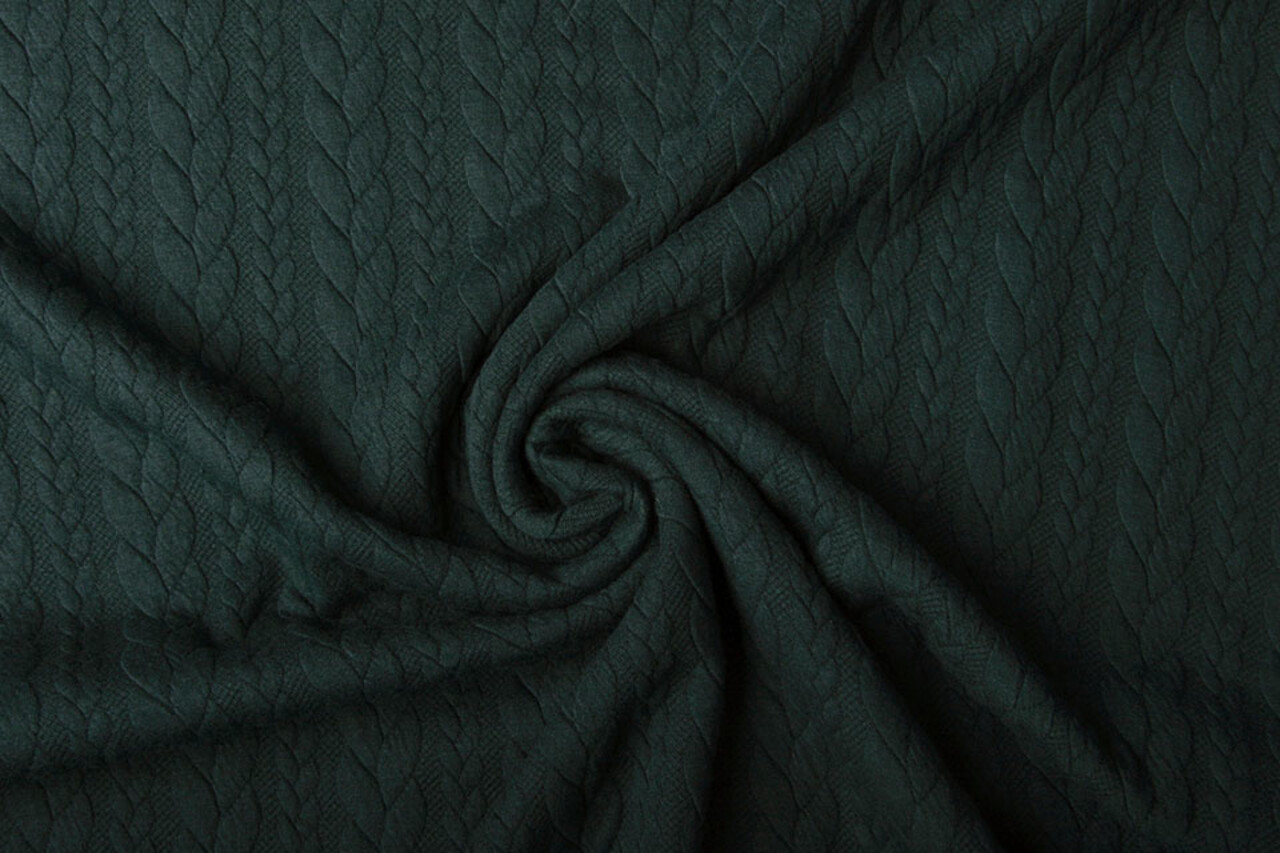 Strickstoff Zopfmuster Jersey Dunkelgrün
