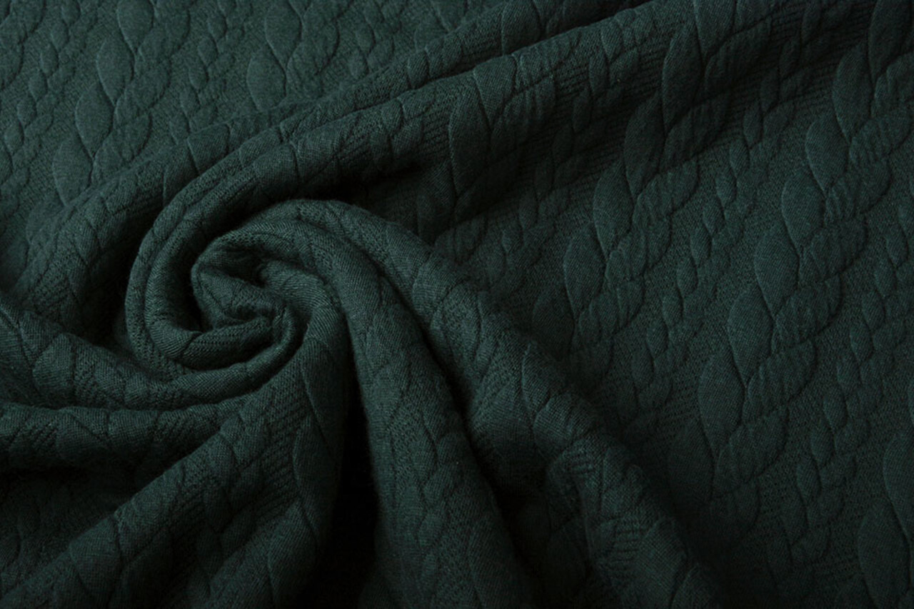 Tricoté Torsade Tissu Jersey Vert Foncé Tricoté Torsade Tissu Jersey Vert Foncé