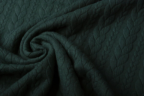 Knitted Cable Fabric Tricot Dark Green Knitted Cable Fabric Tricot Dark Green