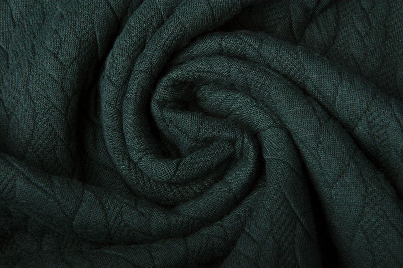 Knitted Cable Fabric Tricot Dark Green Knitted Cable Fabric Tricot Dark Green